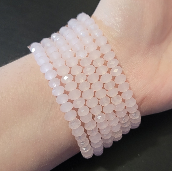 Marlyn Schiff Multi Strand Pale Rose Pink Beaded leather Bracelet - Picture 4 of 11